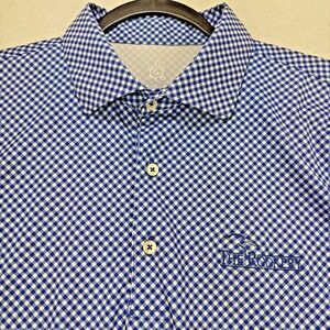 Turtleson Shirt Men L Royal Blue Gingham Tour Performance Short Sleeve